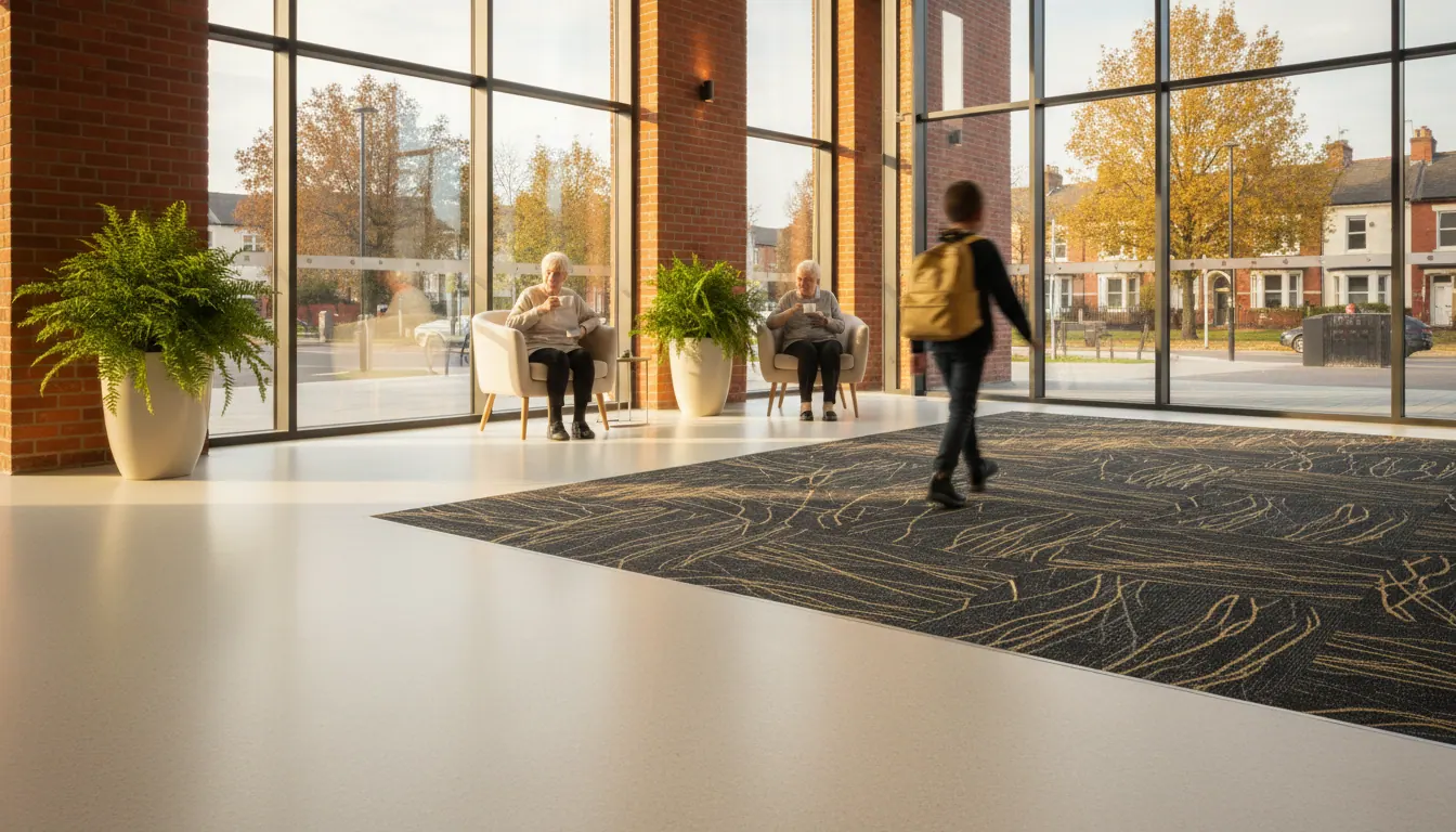Commercial flooring for Warrington schools and care homes: why safety vinyl and carpet tiles matter in high-traffic settings