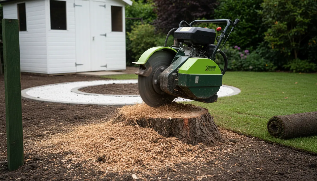 Stump grinding after tree removal: why it matters for new patios, fencing and lawns